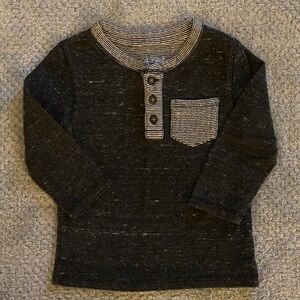 Cat & Jack Charcoal Long Sleeve Kids Tee with Striped Accents